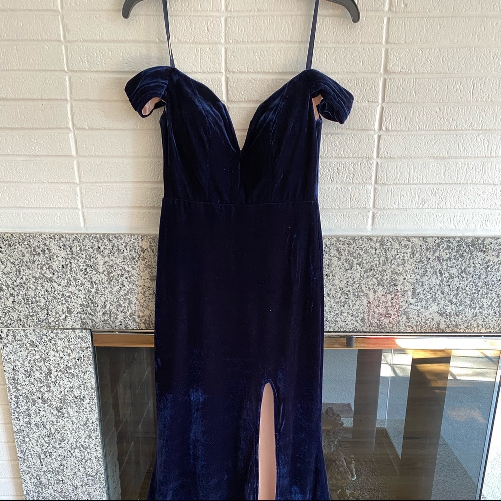 Formal Navy velvet dress with Slit